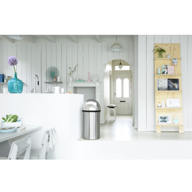 Papperskorg Brabantia push bin 60 l, Matt Stål