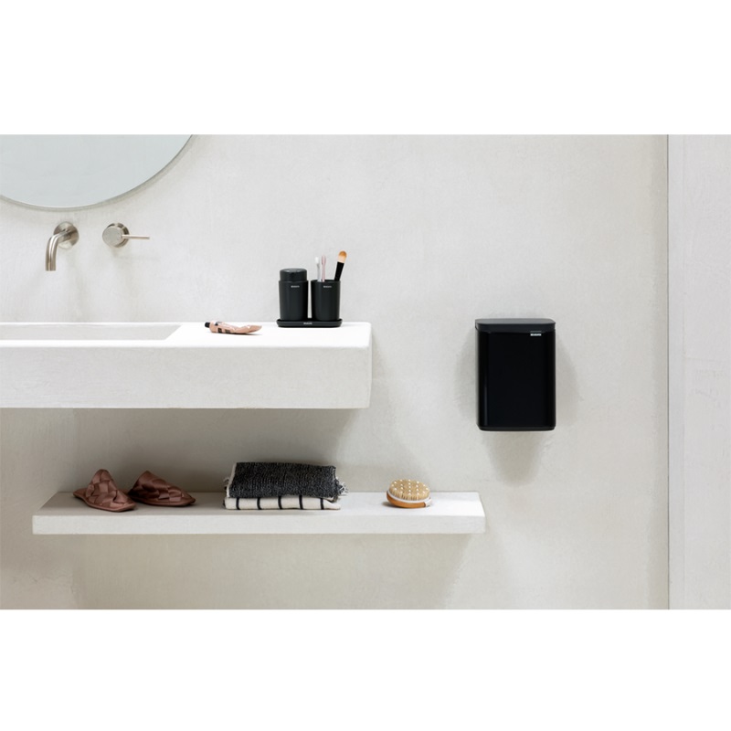 Waste bin Brabantia Bo 4 l, Matt Black. Wall mounted or free standing