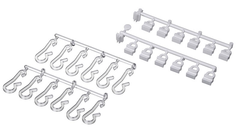 Shower curtain hooks, White and transparent