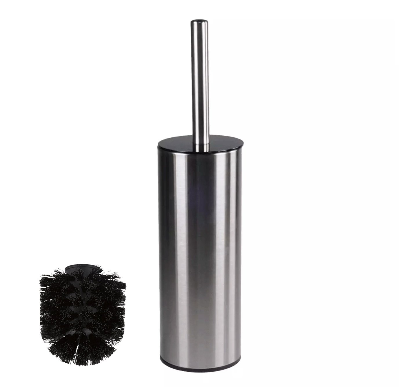 Toilet brush Edward, Black lid Brushed steel, fingerprint proof