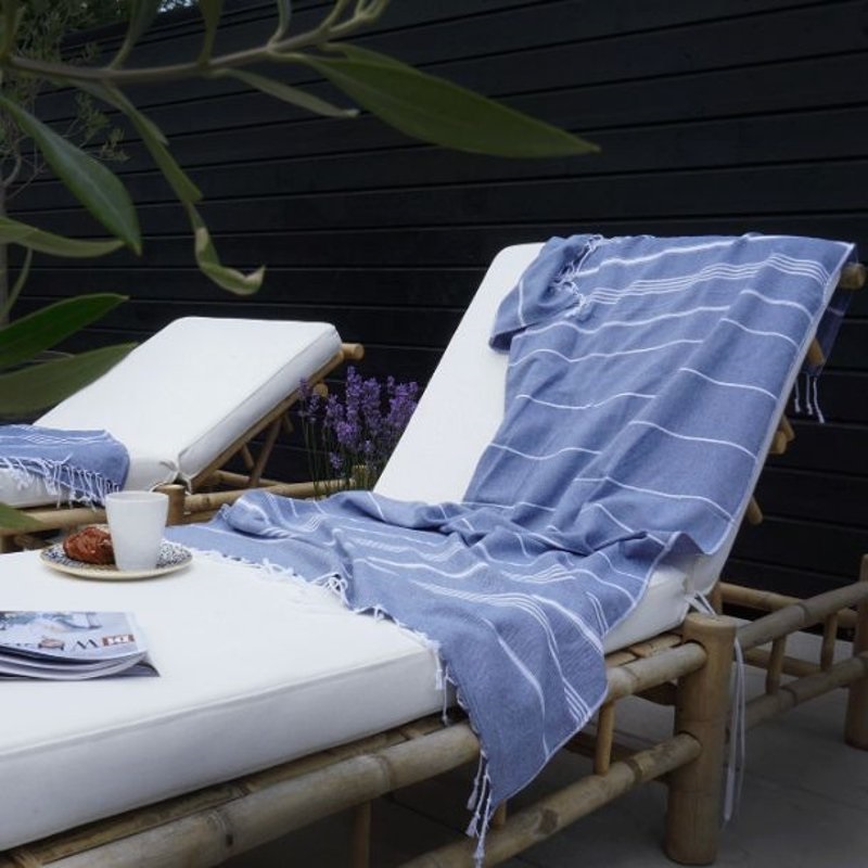 Towel Hammam 90x180 cm, Blue/white