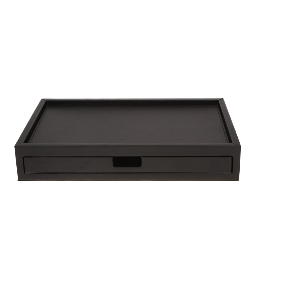 Drawer tray PU-leather, 33x40x8 cm Black 